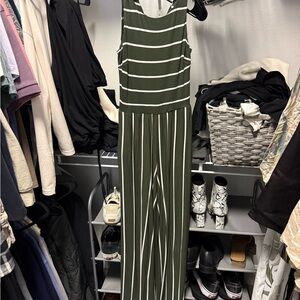 Olive Striped Jumpsuit